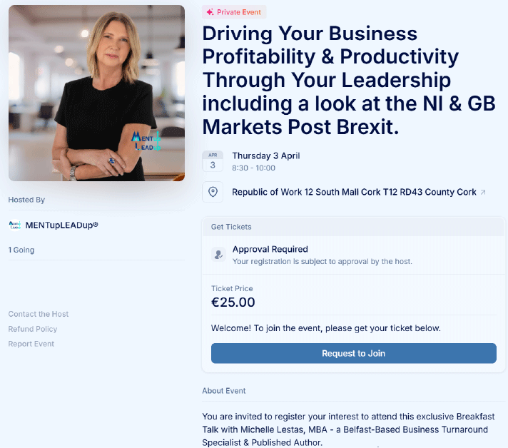 Driving Your Business Profitability & Productivity Through Your Leadership including a look at the NI & GB Markets Post Brexit.